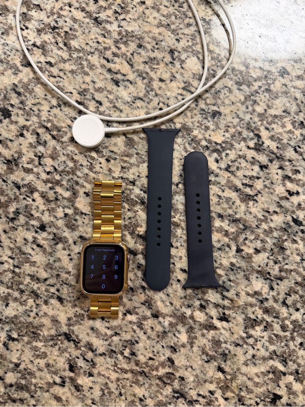 Apple Watch 44mm aluminum & ceramic with Black Sport Bands and Charger